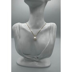 Pearl Pendant Necklace Women OS Gold White Baroque Box Chain